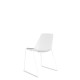 Polypropylene Shell Chair With Upholstered Seat Pad and White Steel Skid Frame